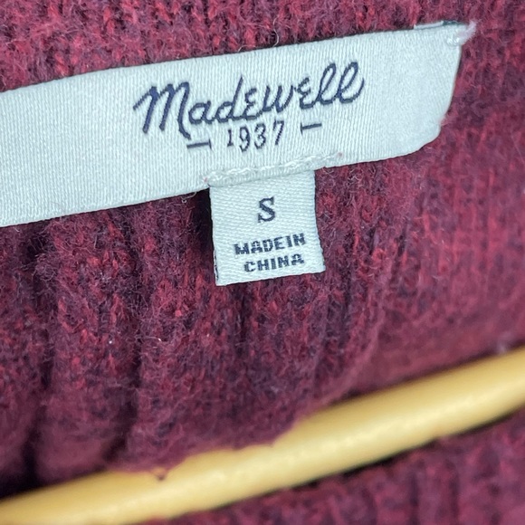 Madewell Red Back Zipper Crew Neck Sweater Size S - Picture 5 of 6